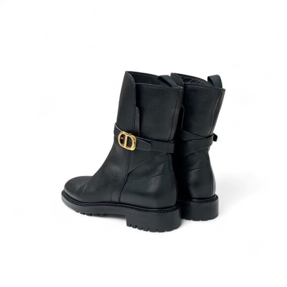 Dior Christian Empreinte Boots Shoes Leather Black Gold Logo Belt main image 4